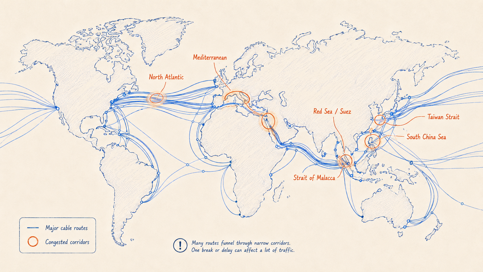Global Submarine Cable Chokepoints Map