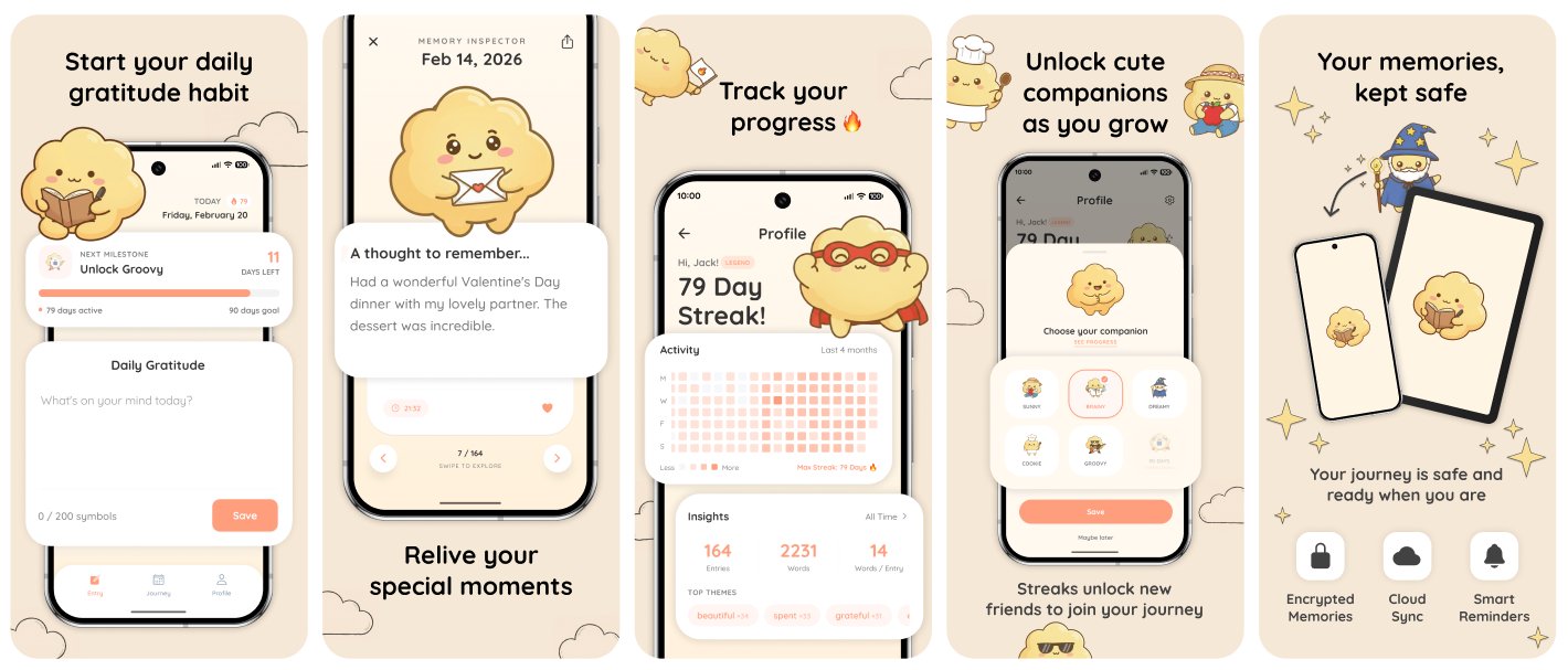 Cloudy - Gratitude Journal Google Play screenshots
